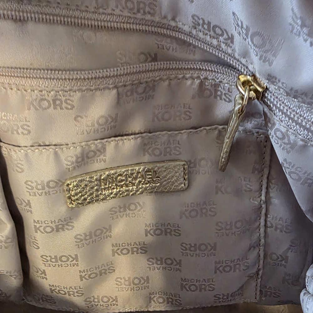 Elegant Tan and Silver Women's Tote Bag - Picture 2 of 3